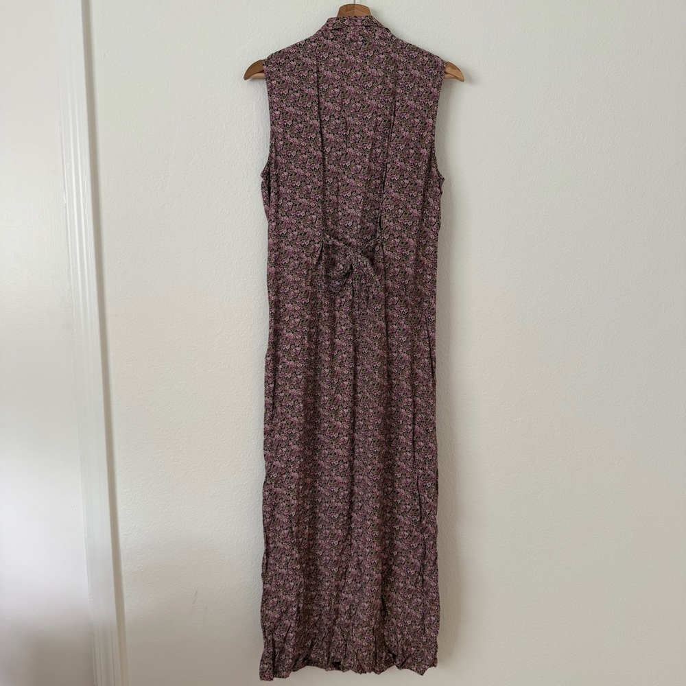 Vtg Robbie Bee Ditzy Floral Sleeveless Maxi Button Front Dress Size 10 Purple - Picture 4 of 9